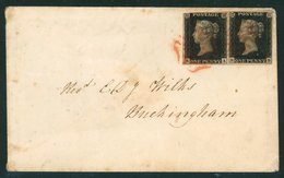 1841 Jan 13th Envelope From Chester (reverse C.d.s), To Rev. Wilks, Buckingham, Franked Plate 8 RA/RB Horizontal Pair (R - Autres & Non Classés