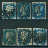 UNPLATED AE, DC, DE, DF, EB (steel Blue) & KJ Mainly Three Margins, All Cancelled Black MC. (6) - Sonstige & Ohne Zuordnung