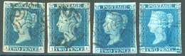 Plate 3 AA, CA & IA Good Four Margin Examples With Black Maltese Crosses, Also Pl. 4 CA Four Margins Cancelled With BLUE - Sonstige & Ohne Zuordnung