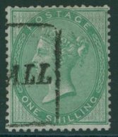 1856 Wmk Emblems 1s Deep Green Cancelled By Part Scots Local, Fresh Colour, Odd Short Perf At Top. SG.71. Cat. £550. (1) - Autres & Non Classés