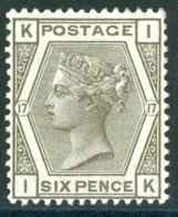 1880-83 Wmk Imperial Crown 6d Grey Pl.17 (IK) Fresh UM Example, SG.161. Cat. £400. - Sonstige & Ohne Zuordnung