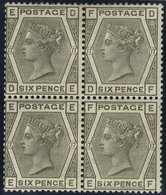 1881 6d Grey Pl.17 (DE-EF) Wmk Crown, M Block Of Four, Some Gum Toning & Lower Pair With Horizontal Crease, Still An Att - Sonstige & Ohne Zuordnung