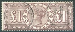 1884 Wmk Crowns £1 Brown-lilac JD, With Fine Oct.10.90 C.d.s, Strong Colour Centred To Right. SG.185. - Autres & Non Classés