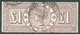 1884 Wmk Crowns £1 Brown-lilac BC, VFU With Oval Registered Cancel, Good Strong Colour, SG.185. - Autres & Non Classés