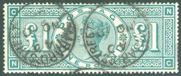 1891 £1 Green NC, VFU With Lombard St C.d.s. SG.212. - Sonstige & Ohne Zuordnung