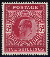 1912 5s Carmine, Fine M, Light Corner Crease. SG.318. (1) - Autres & Non Classés