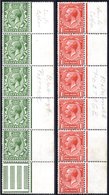 1912 Royal Cypher ½d & 1d Values Each A Vertical Marginal UM Strip Of 5 (½d) & 6 (1d) Showing Watermark 'POSTAGE' SG.351 - Autres & Non Classés