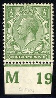 1912 ½d Very Pale Green M Control M19 Single Spec N14 (4) RPS Cert (2013). Cat. £200+. - Autres & Non Classés