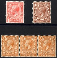 1912 Royal Cypher 1d & 1½d Both M With Reversed Wmk (Cat.£145), SG.357wj & 362wj, Also 2d Die I Strip Of Three UM, With  - Autres & Non Classés