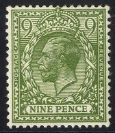 1912 9d Olive Green UM, SG.393a. Cat. £225 - Sonstige & Ohne Zuordnung