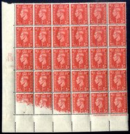 1941 1d Pale Scarlet Lower Left Corner Marginal Control Block Of Thirty, UM Showing DRY PRINT On The Bottom Row Of Stamp - Sonstige & Ohne Zuordnung