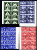 1953 Coronation Set In Marginal UM Blocks Of Ten (2½d Value - Faults Affecting Five), SG.532/5. - Sonstige & Ohne Zuordnung