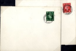 1937 ½d Green & 1d Scarlet (dark Colours) First Day Of Issue, Individual Crown Embossed Unaddressed Covers, Cancelled By - Altri & Non Classificati