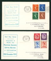 1957 Phosphor Graphite Set On Two Display "Saunders" FDC's, With Southampton 'S' Machine Cancels. - Sonstige & Ohne Zuordnung