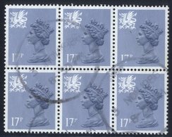 WALES 1986 17p Grey Blue Type II, FU, Block Of Six, SG.W44a, Scarce Multiple. Cat. £300+. (6) - Sonstige & Ohne Zuordnung