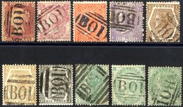 EGYPT Alexandria Cancelled BO1 1855-57 1s, 1873 1s Pl.8, 6d Grey Pl.12 6d Buff Pl.12, 6d Lilac Pl.5, 6d Chestnut Pl.11,  - Sonstige & Ohne Zuordnung