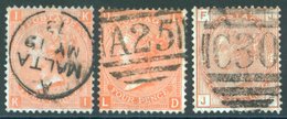 MALTA 1865 4d Vermilion Plate 13 Malta C.d.s, Pl. 14 A25, SG.249, Also Chile 1s Orange Brown Pl.13 Cancelled 'C30' Of Va - Autres & Non Classés