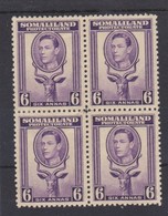 SOMALILAND 1938 6a IN MINT BLOCK OF 4 SG 98 X 4 (2 Stamps Are Unmounted Mint;2 Stamps Are Lightly Mounted Mint) Cat £64 - Somaliland (Protectorat ...-1959)