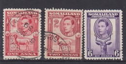 SOMALILAND 1938 1a, 2a, 6a, SG 94, 95, 98 FINE USED Cat £22+ - Somaliland (Herrschaft ...-1959)