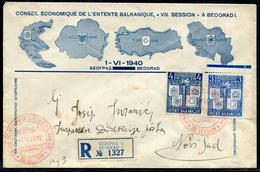 YOUGOSLAVIE - N° 384 & 385 / LR FDC ENTENTE BALKANIQUE DE BELGRADE LE 1/6/1940 POUR NOVI SAD - TB - Covers & Documents