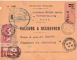 Valeur à Recouvrer : Bone Pour  Mondovi Devant De Lettre - Lettres & Documents