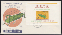 SOUTH KOREA (1966) Bush-cricket (Hexacentrus Japonicus). Unaddressed FDC With Cachet. Scott No 500a. - Korea, South
