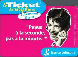 Ticket De Téléphone Privé - Payer à La Seconde Pas à La Minute.. - 31/01/2003 - Biglietti FT