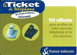 Ticket De Téléphone Privé - 1 H Offerte - 60 000 Ex. (luxe) - 15/11/2002 - Billetes FT