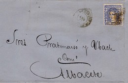 Año 1870 Edifil 107 50m Sellos Efigie Carta    Matasellos Rombo Hellin Albacete - Briefe U. Dokumente