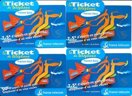 4 Tickets De Téléphone  - Différents Dates - Francs & Euros - Tickets FT