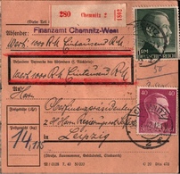 ! 1942 Wert Paketkarte Deutsches Reich, Chemnitz 2 Nach Leipzig, Sachsen - Brieven En Documenten