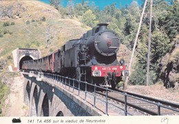 141 TA 456 Sur Le Viaduc De Neyrevèse (15) Entre Saint-Jacques Des Blats & Tiézac - Septembre 1965 - Locomotive Train - Eisenbahnen