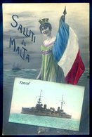 Cpa De Malte -- Saluti Da  Malta -- Navire De Guerre Vérité      DEC19-22 - Malte