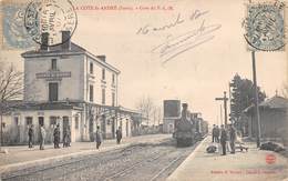 09727 "ISERE - LA COTE ST. ANDRE' - GARE DU P.L.M."  TRENO, ANIMATA. CART  SPED 1907 - La Côte-Saint-André