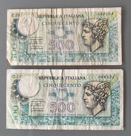 Lot De 2 Billets De 500 Lires - 1976 - Altri & Non Classificati