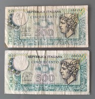 Lot De 2 Billets De 500 Lires - 1976 - Autres & Non Classés