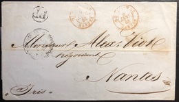 Réunion Lettre Par L'iris Du 14 Oct 1847 Dateur St Denis/ile Bourbon + PP (port Payé) & Entrée Outremer/Nantes TTB - 1801-1848: Precursors XIX