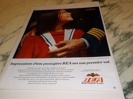 ANCIENNE PUBLICITE SON PREMIER VOL BEA 1972 - Advertisements