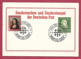 BRD 1952   Mi.Nr. 148 + 149 , Sondermarken + Sonderstempel - Maximum Card - SStempel Stuttgart Wählt Das Leben 31.8.52 - Maximum Cards