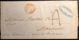 Réunion Lettre St Denis Du 11 Aout 1855 Taxe Tampon Dateur Rouge D'entrée "colonies Fra Pauillac" Intéressant ! - Briefe U. Dokumente