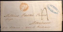 Réunion Lettre St Denis Du 11 Aout 1855 Taxe Tampon Dateur Rouge D'entrée "colonies Fra Pauillac" Intéressant ! - Lettres & Documents