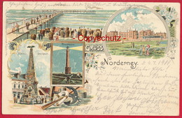 Lithographie 'Gruss Aus Norderney' (Nordsee) ~ 1900 - Norderney