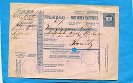 Marcophilie+COUPON-entier   Postal --utalvany- 5-postanska Naputnica-années 1870+ - Paquetes Postales