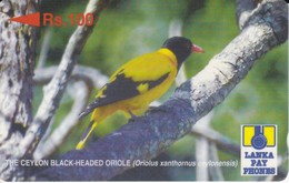 TARJETA DE SRY LANKA DE Rs.100 DE UN CEYLON BLACK ORIOLE (21SRLC) BIRD-PAJARO - Sri Lanka (Ceilán)