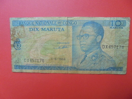 CONGO 10 MAKUTA 1968 CIRCULER (B.9) - République Démocratique Du Congo & Zaïre