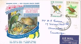 35186. Carta Aerea  TAURANGA (New Zealand) 1966. Health Stamps. Send To Children. BIRDS, Pajaros, Aves - Covers & Documents