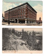 2 Different, CALGARY, Alberta, Canada, Beveridge-Travis Block & Fire Hall And Mission Hill, Pre-1920 Postcards - Calgary