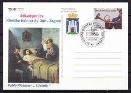 Croatia 2019 216 Y HOSPITAL Sv. DUH Zagreb Pablo Picasso "Doctor" Postcard Overprint Postmark  23.12.  10101 Zagreb - Croazia