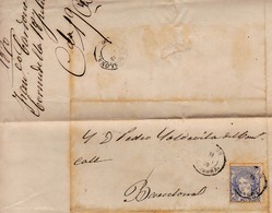 Año 1870 Edifil 107 50m  Efigie Carta De Cornudella Matasellos Reus Tarragona Suscripcion La Conviccion - Lettres & Documents