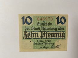 Allemagne Notgeld Nurnberg 10 Pfennig - Collections